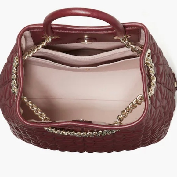 Kate Spade-Bloom-Med Backpack-Smooth Napa Leather-Grenache-Spade Flower - Picture 3 of 7